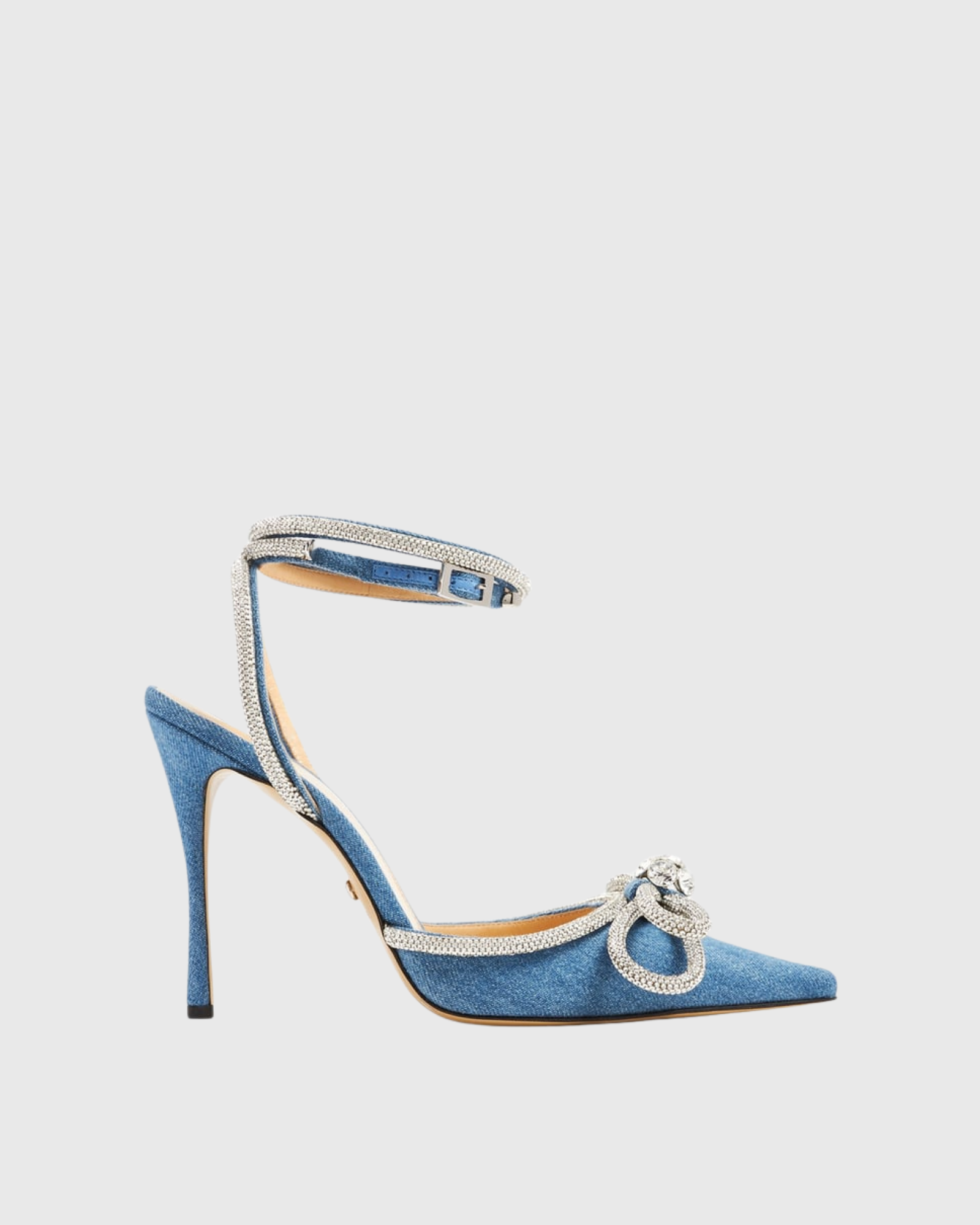 Rina Crystal Bow Denim Pumps In Blue