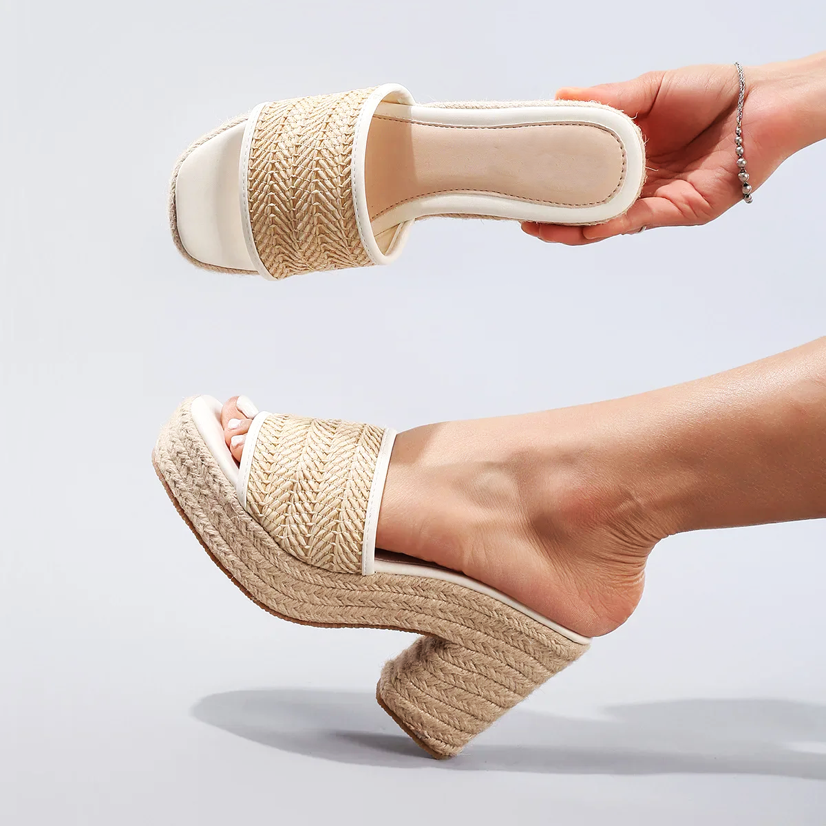 Natural Woven Heels