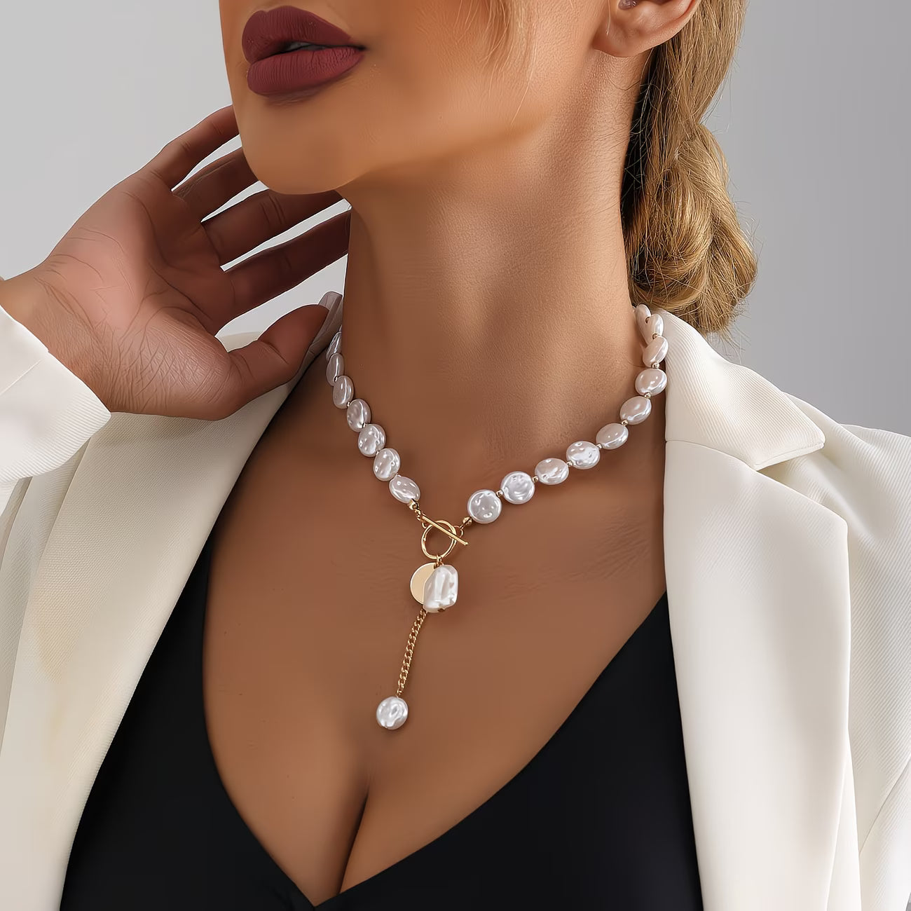 Baroque Pearl Toggle Necklace