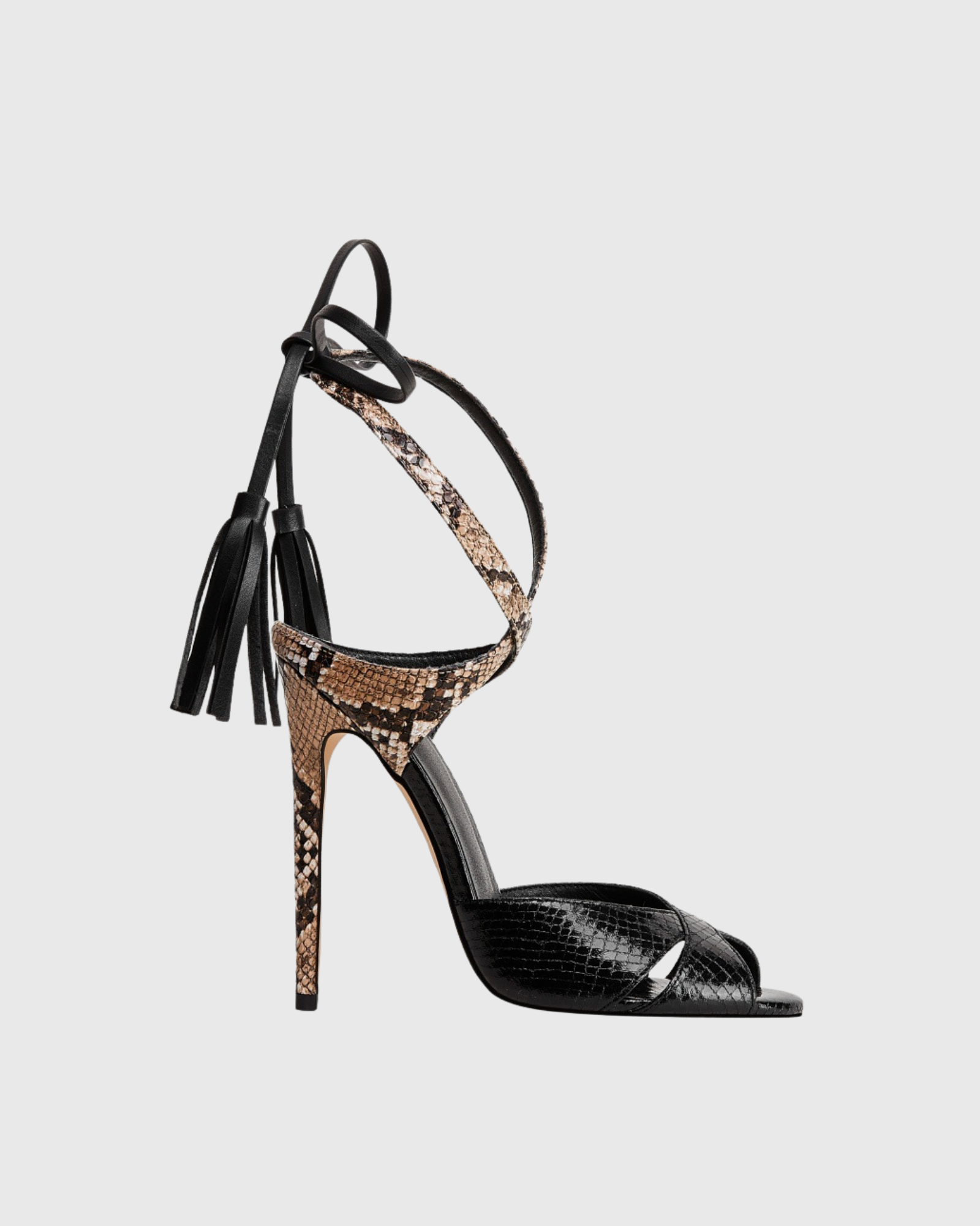 Thea Snake Texture Fringe Strap Sandals
