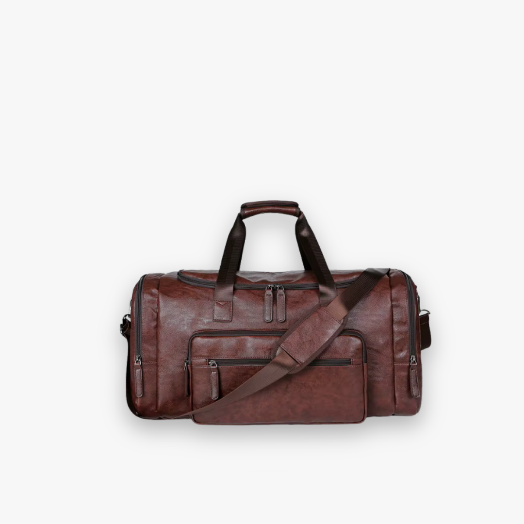 Oscar Leather Travel Bag in Black - Lync Nova
