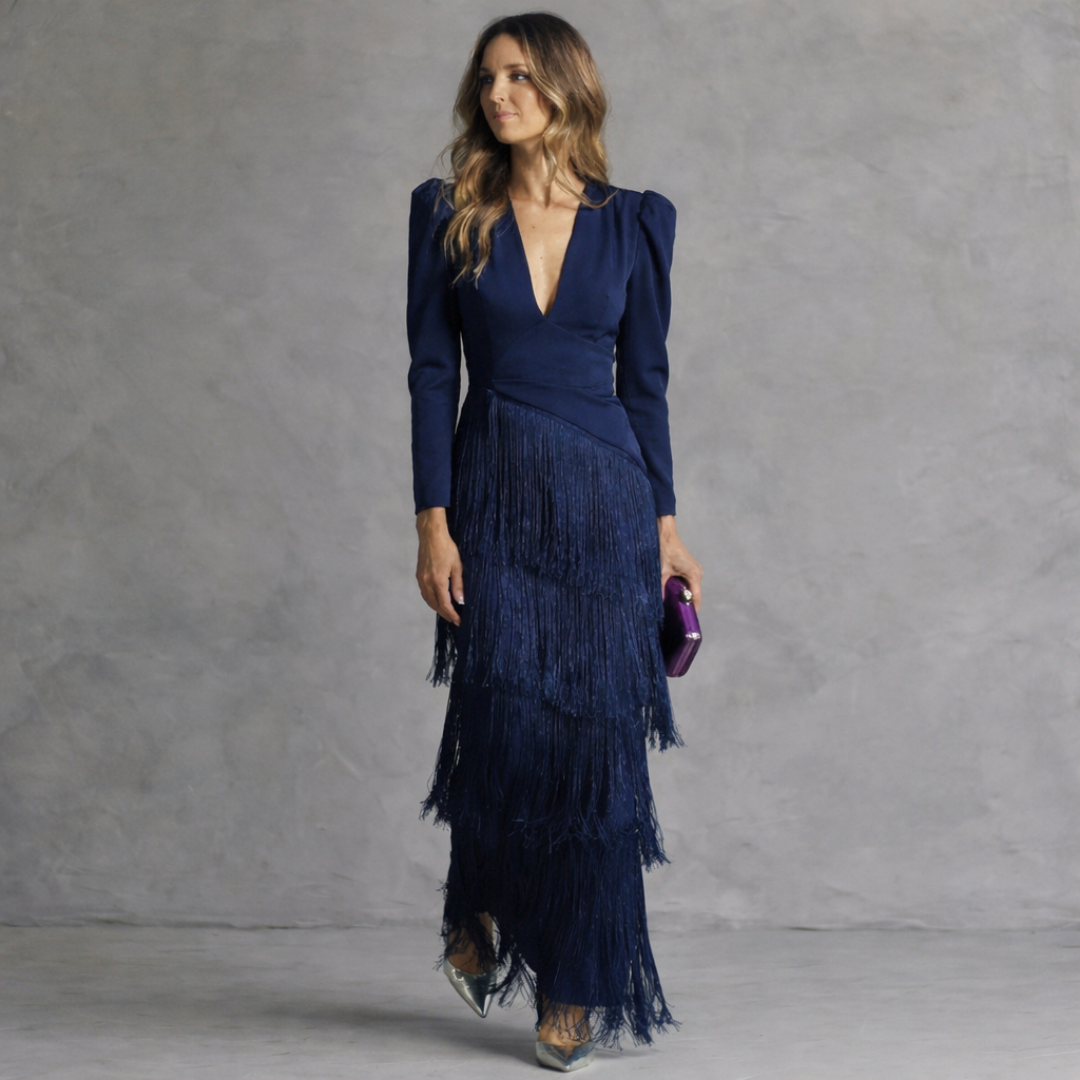 Lotus · Elegant Fringe Sleeve Dress