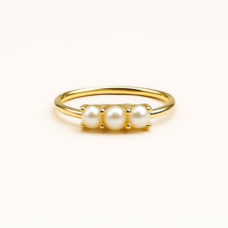 Triple Pearl Gold Ring