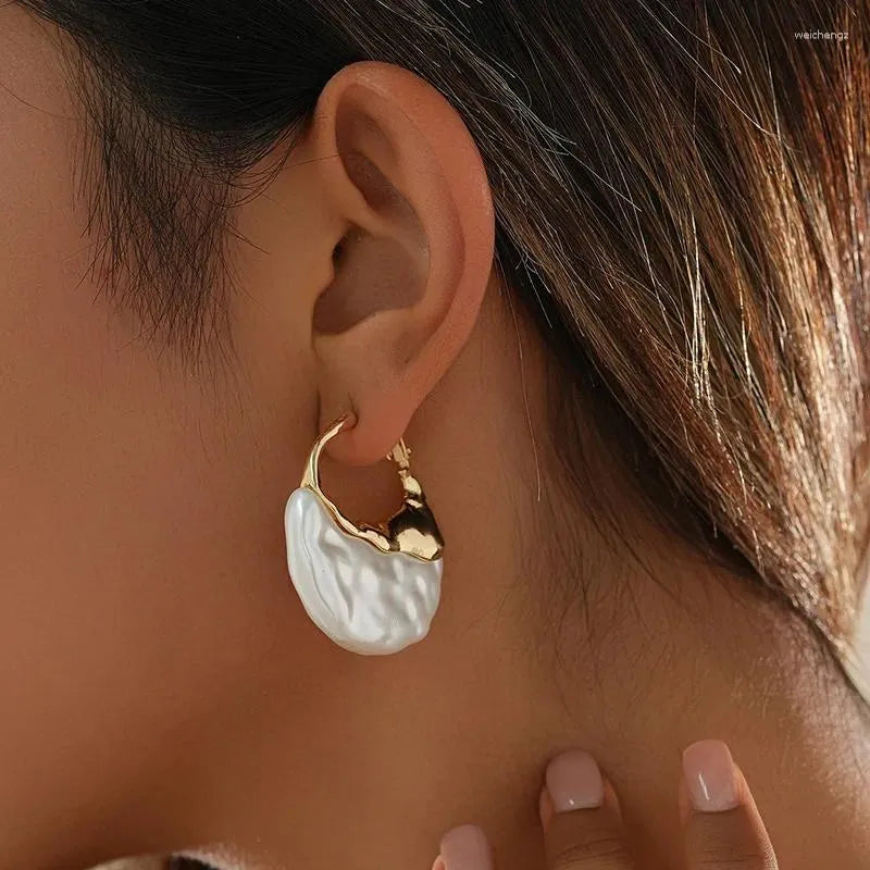 Celestial Pearl Crescent Earrings