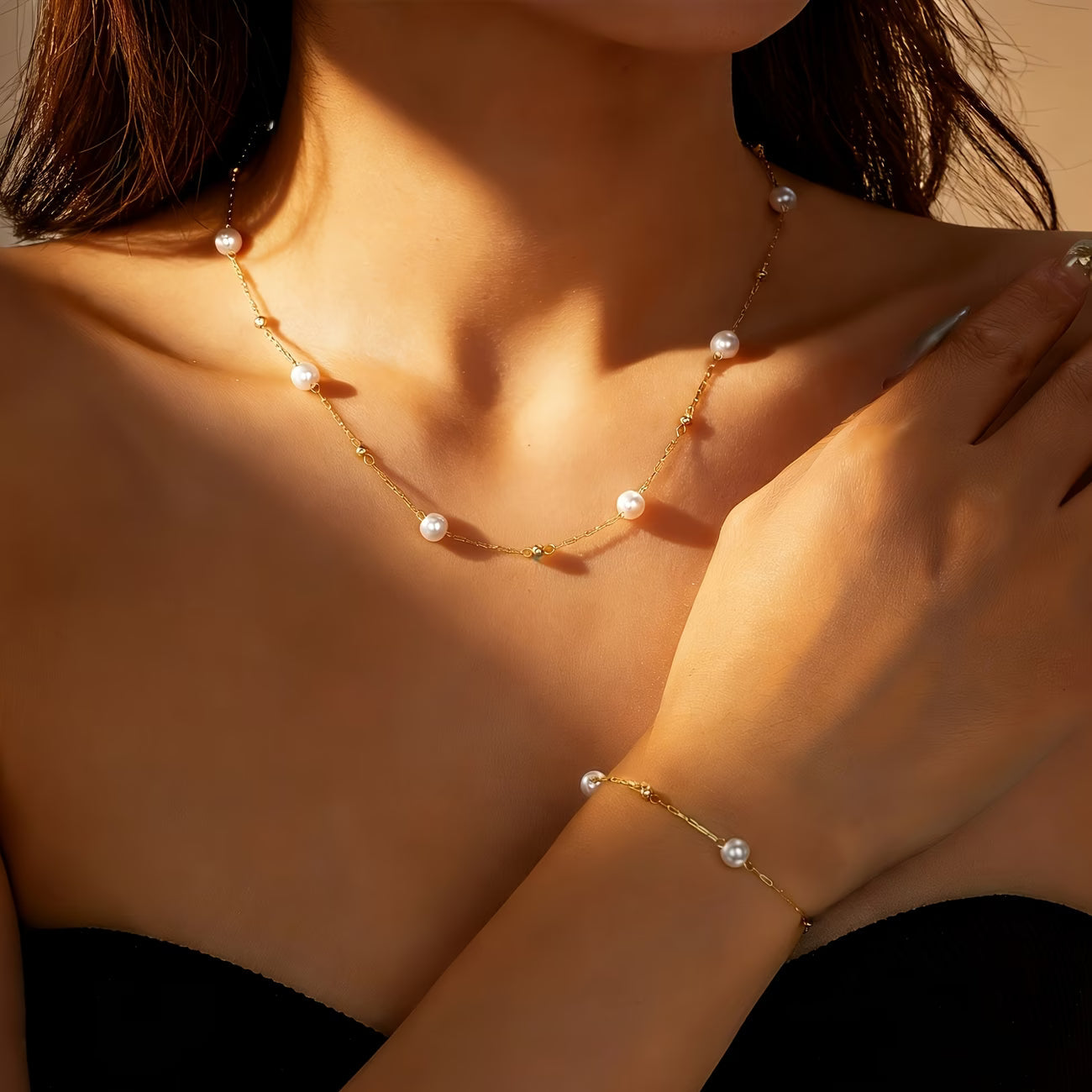 Dainty Pearl Chain Jewelry Set