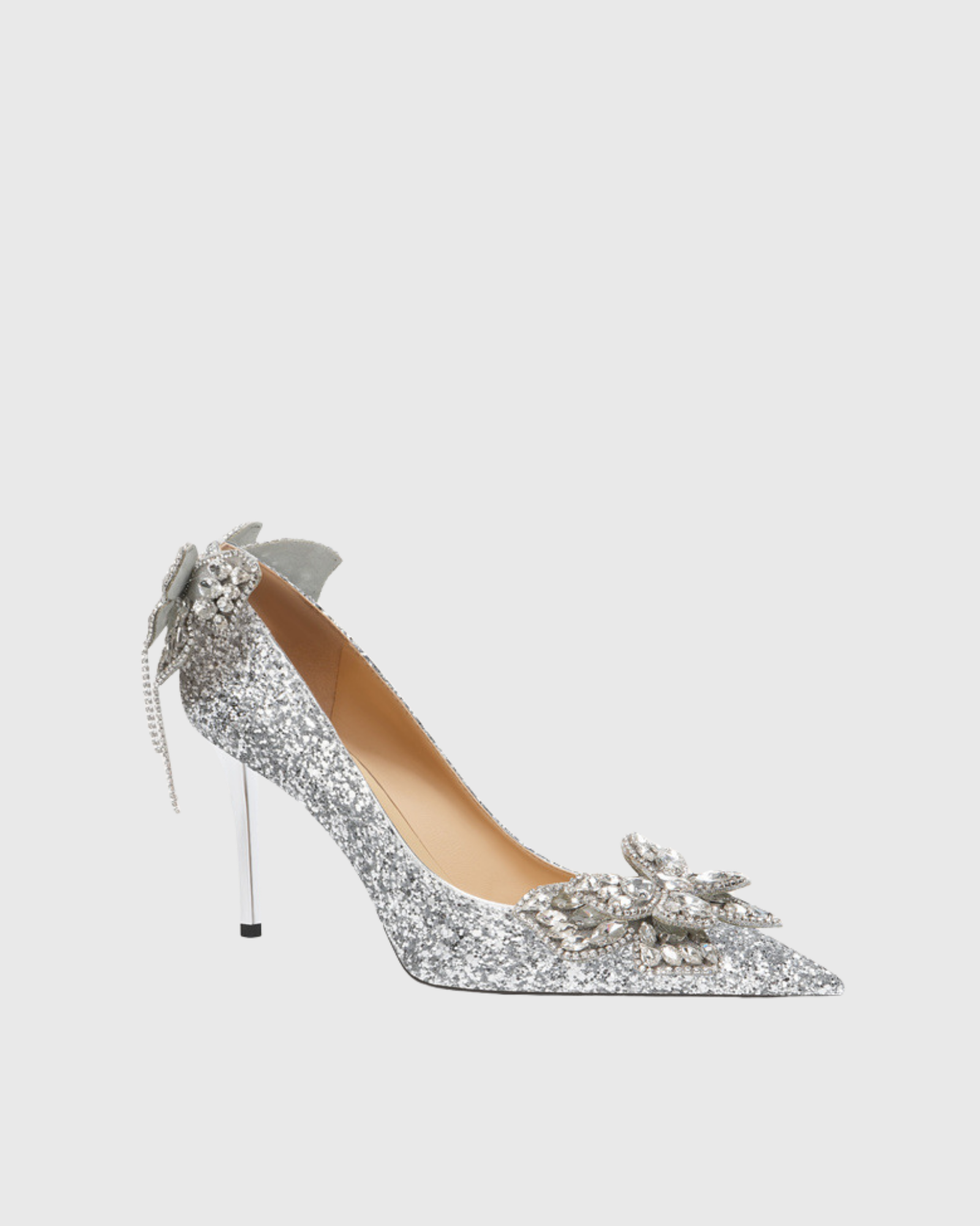 Azalea Sequin Bow Fringe Pumps In Silver