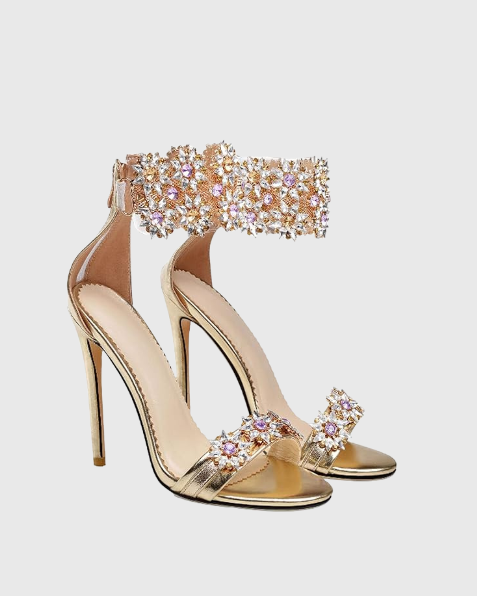 Concettina Crystal Flower Embellished Sandals In Gold