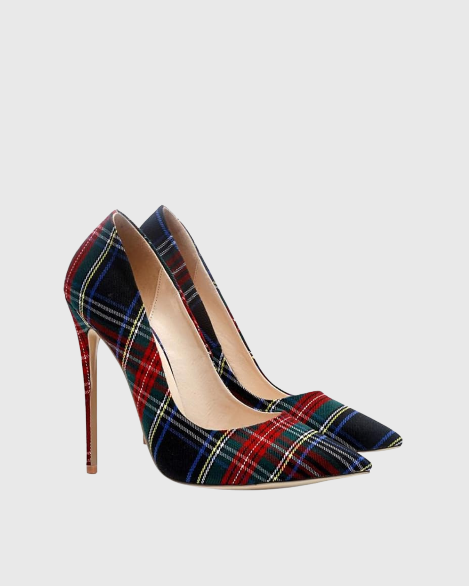 Doe Check Print Pumps In Navy