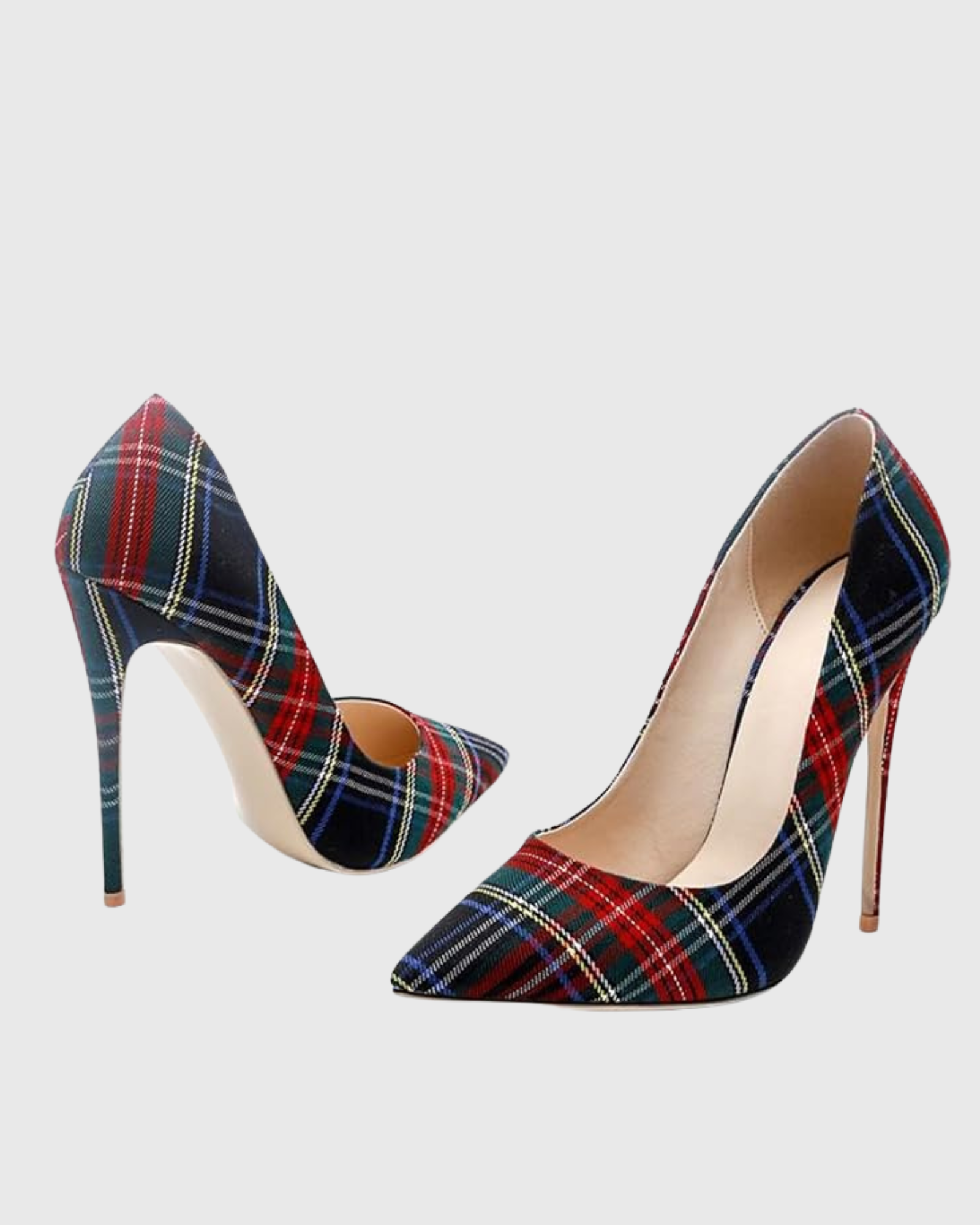 Doe Check Print Pumps In Navy