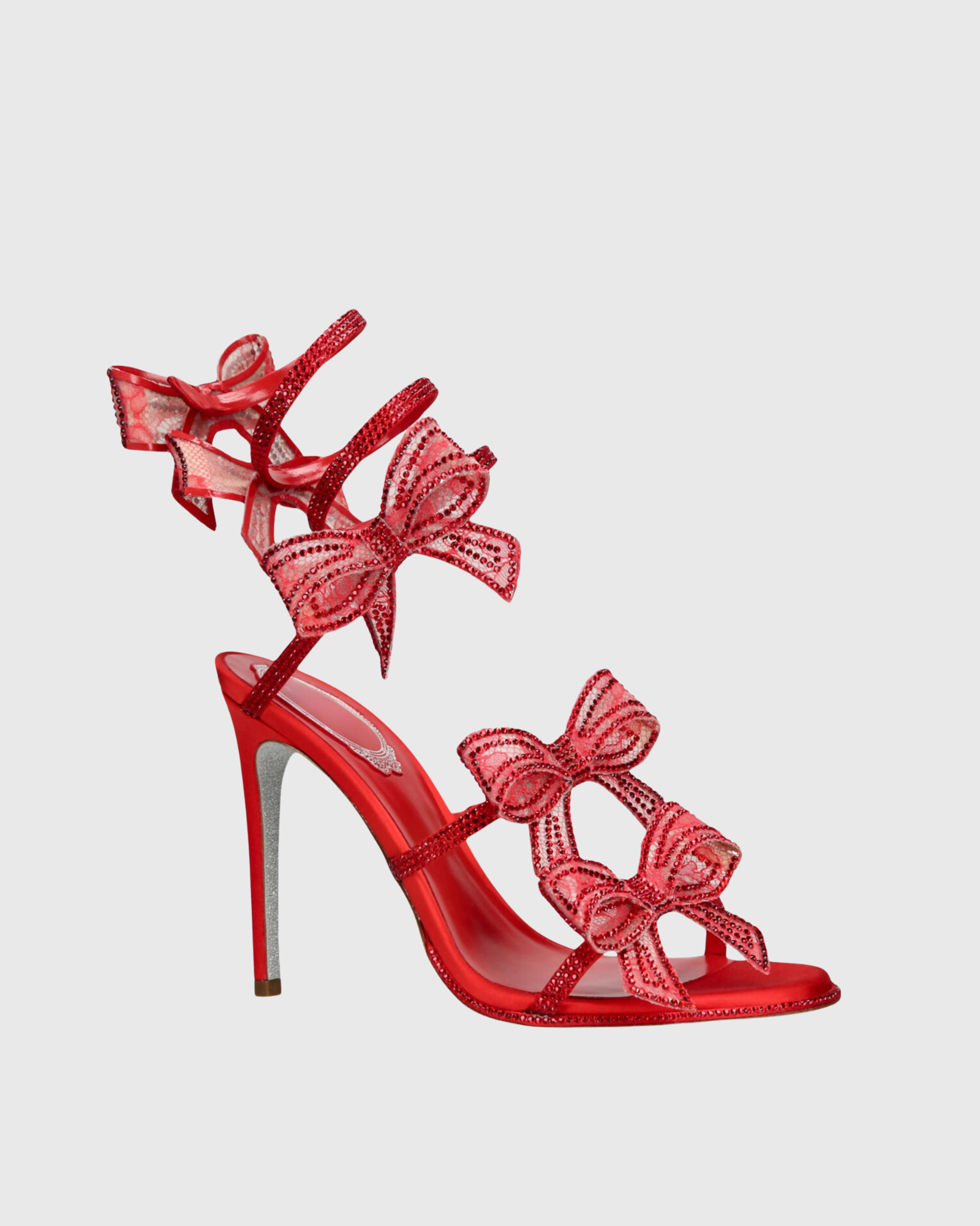 Elisa Bow Snake Sandals In Red
