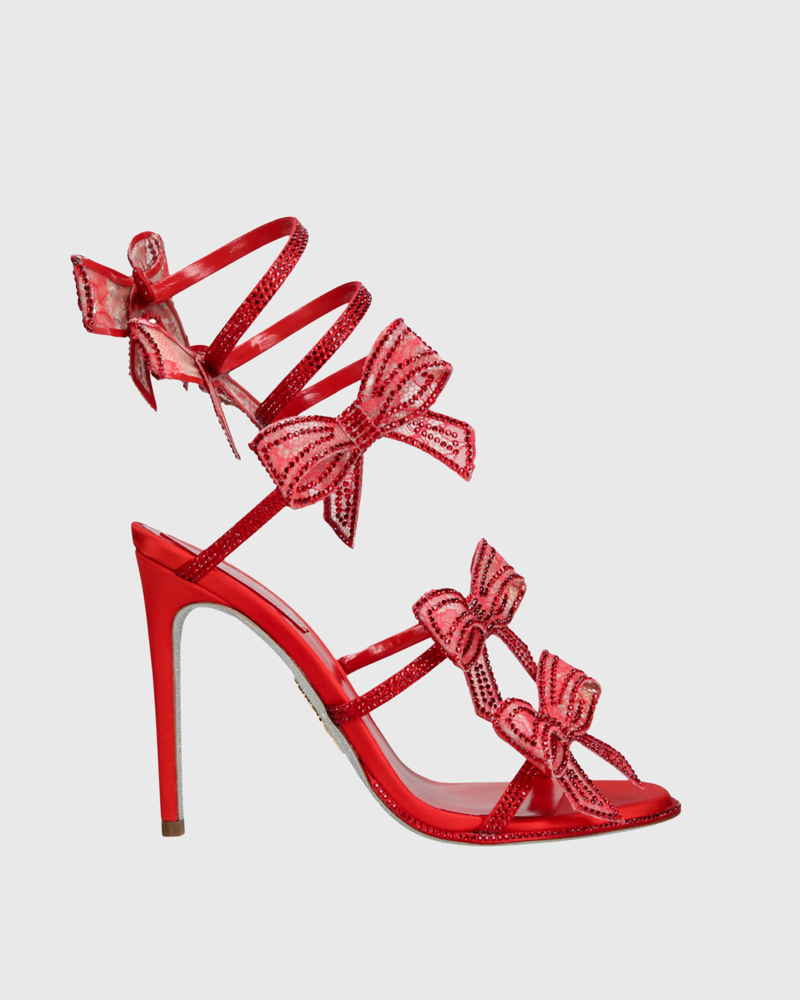 Elisa Bow Snake Sandals In Red