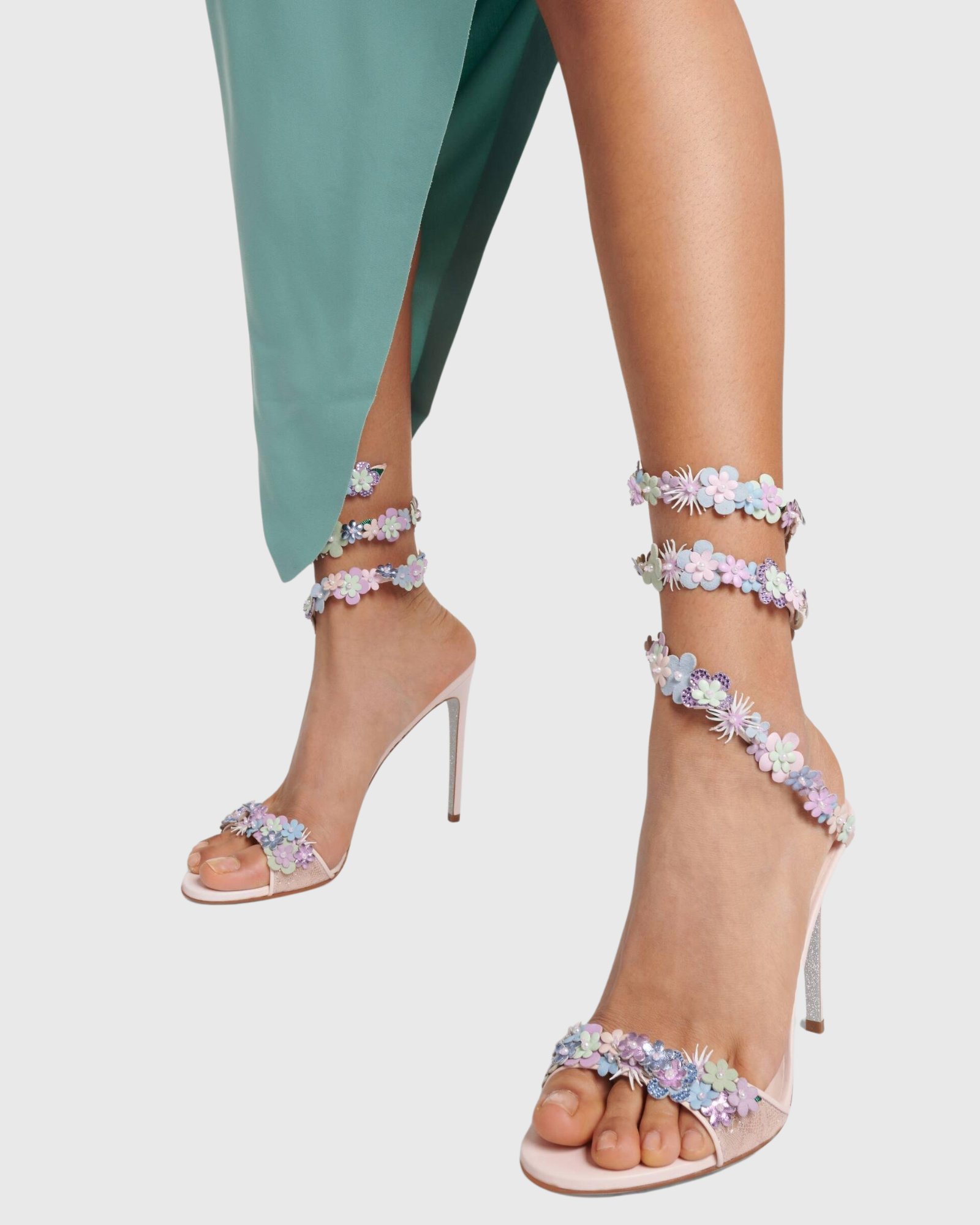 Elisa Multicolor Flower Embellished Lace Up Sandals