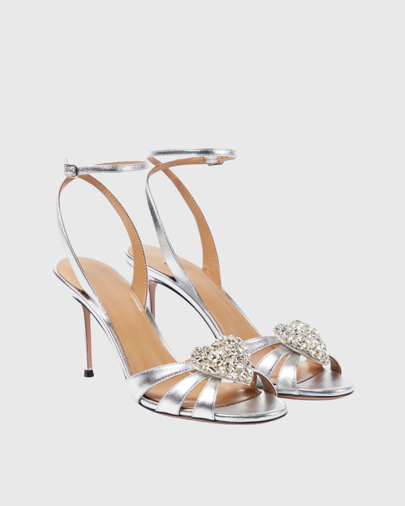 Emilee Rhinestore Heart Sandals In Silver