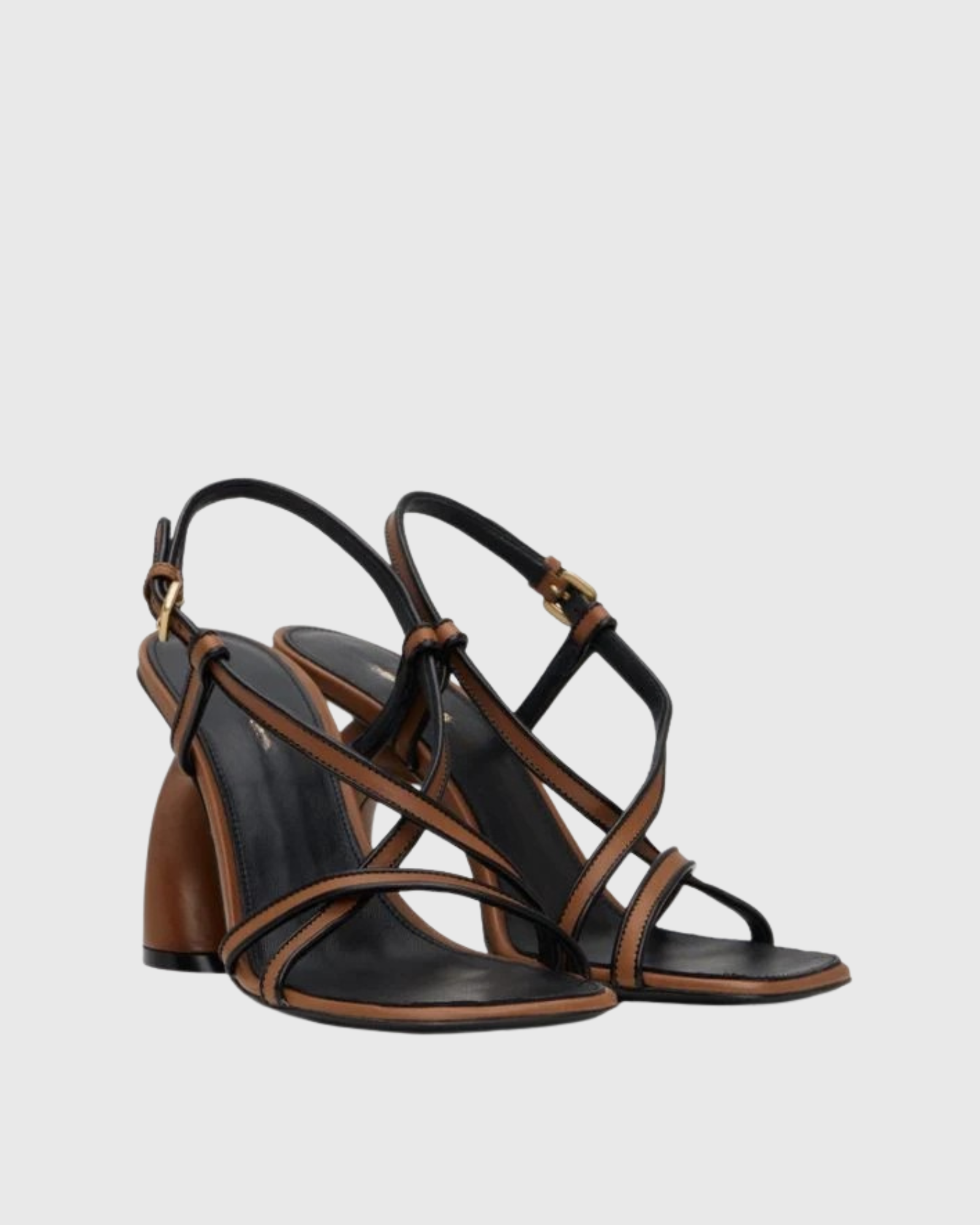 Fina Square Toe Sculptural Heels In Brown