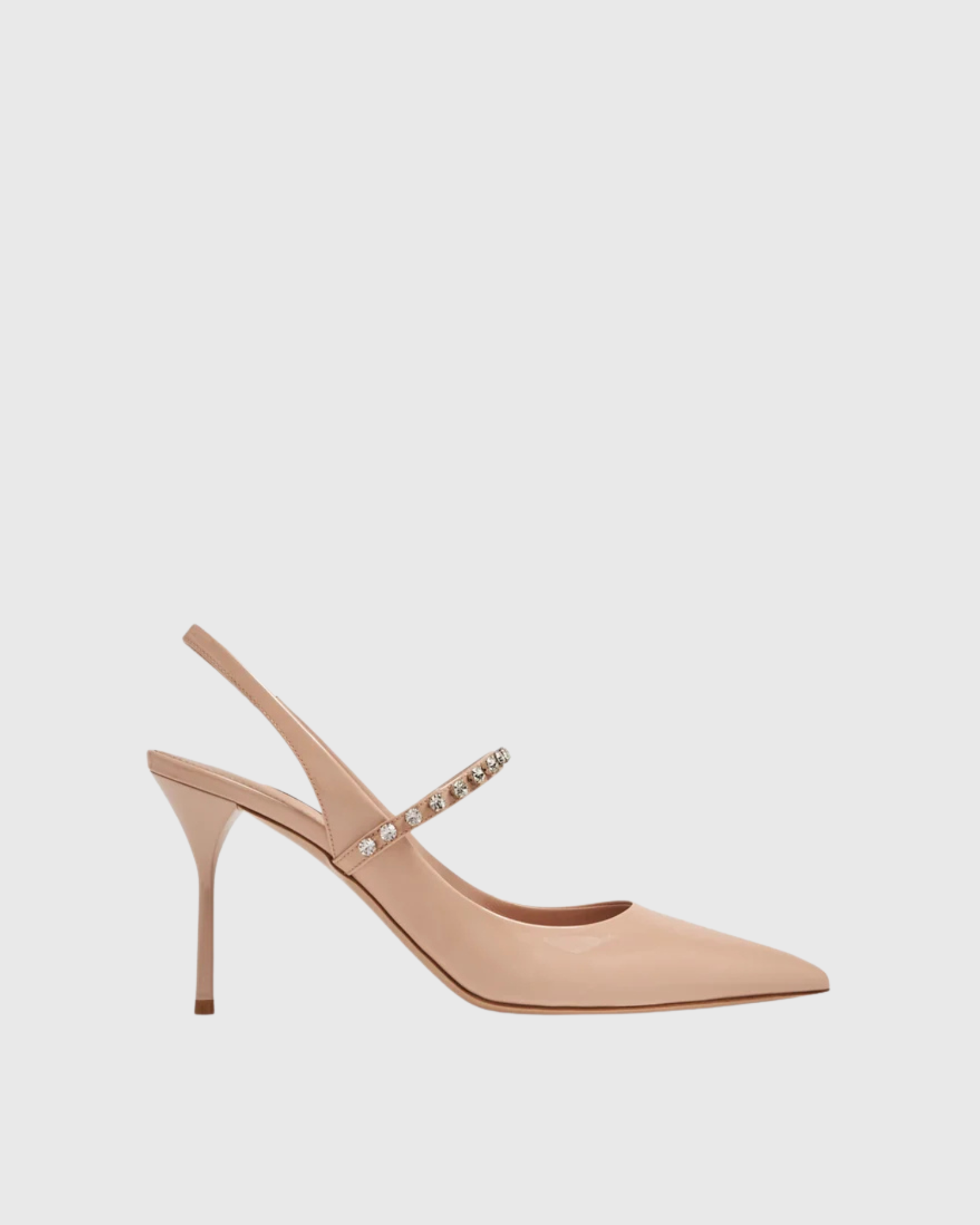 Nerina Rhinestone Strap Patent Leather Pumps In Natural