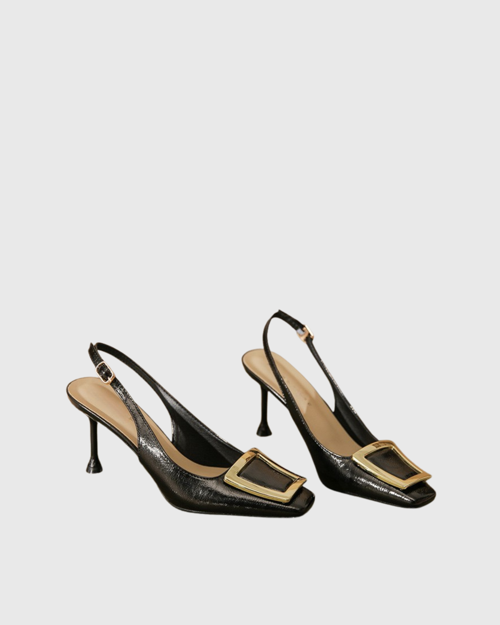 Sadah Metal Buckle Slingback Pumps In Black