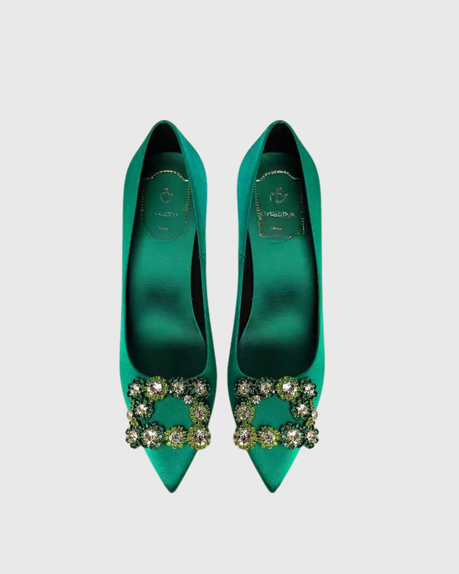 Sadah Rhinestone Buckle Pumps In Green