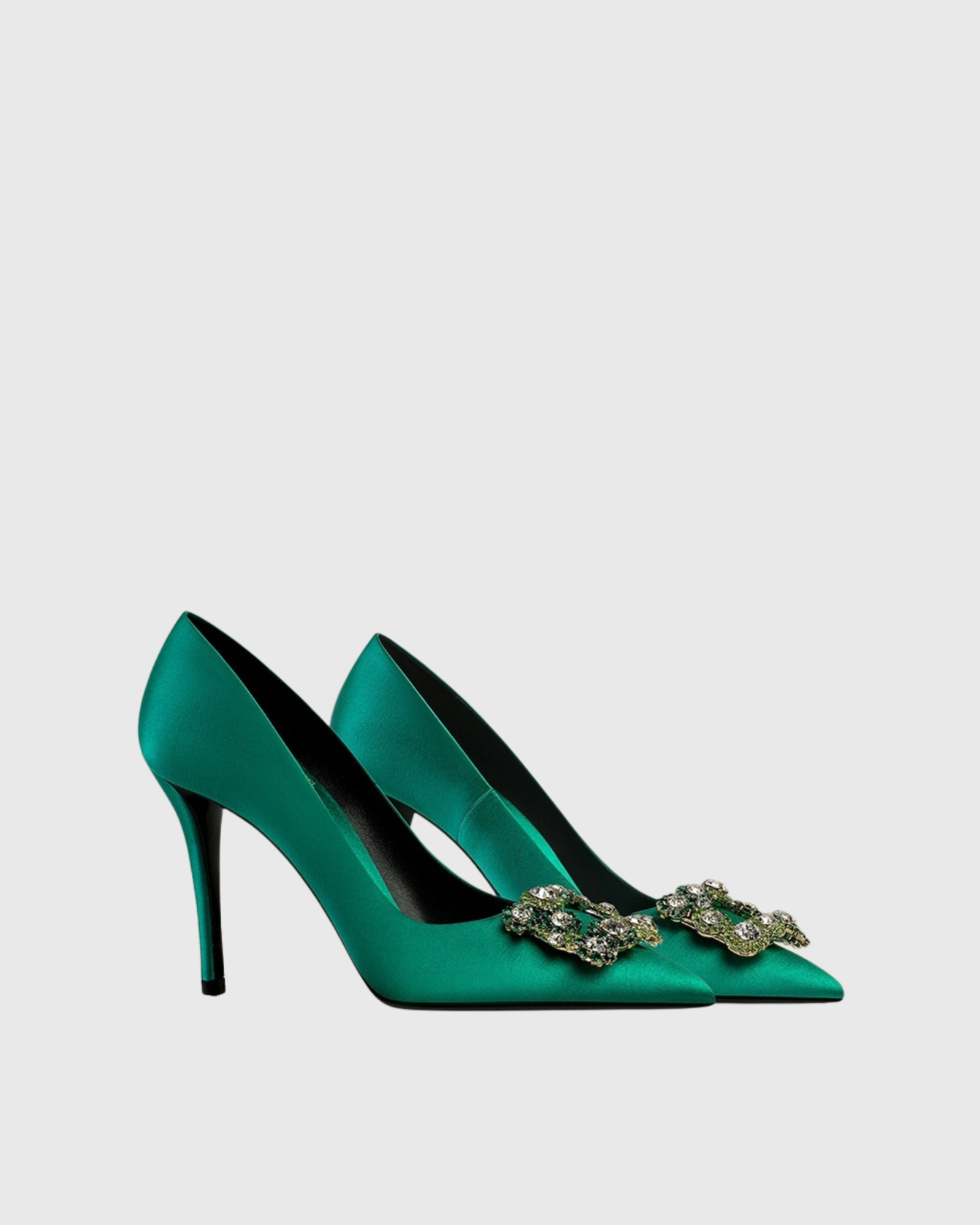 Sadah Rhinestone Buckle Pumps In Green