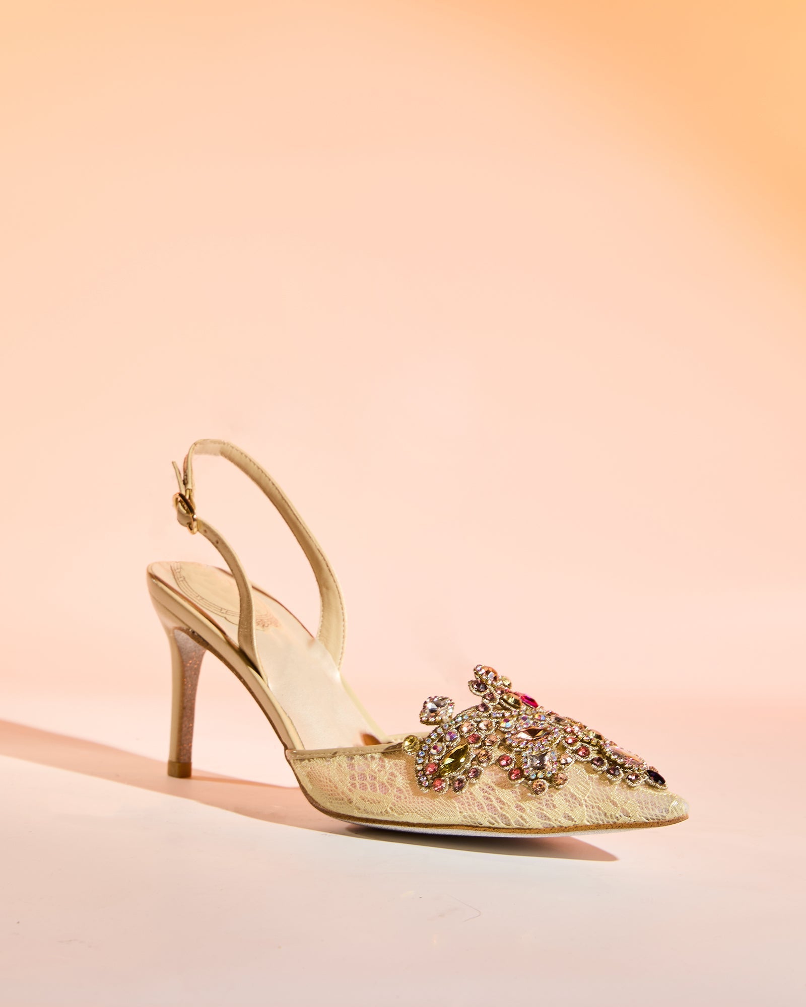 Sadb Diamond Embroidery Slingback Pumps In Nude
