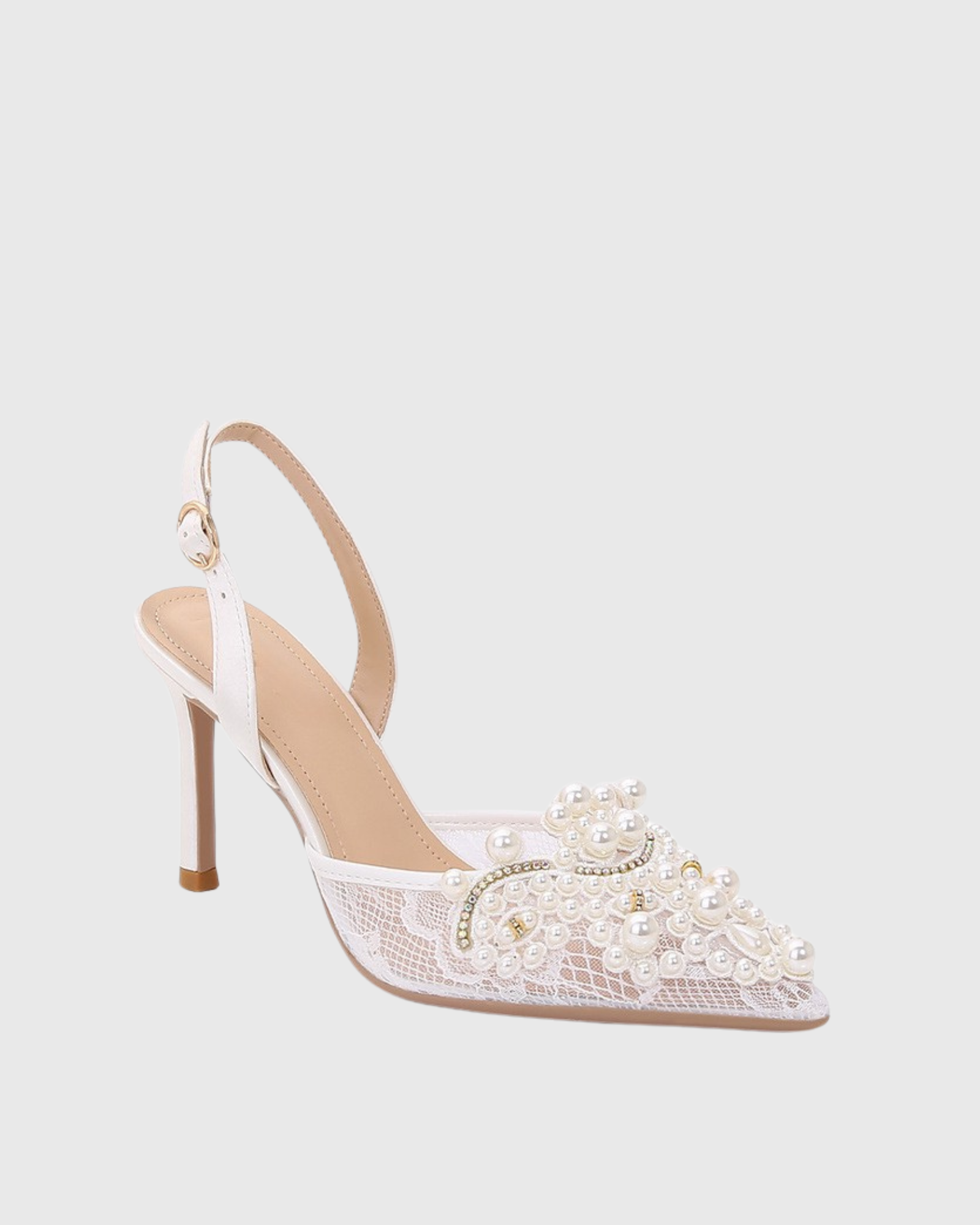 Sadb Pearl Embellisehd Lace Slingback Pumps In White
