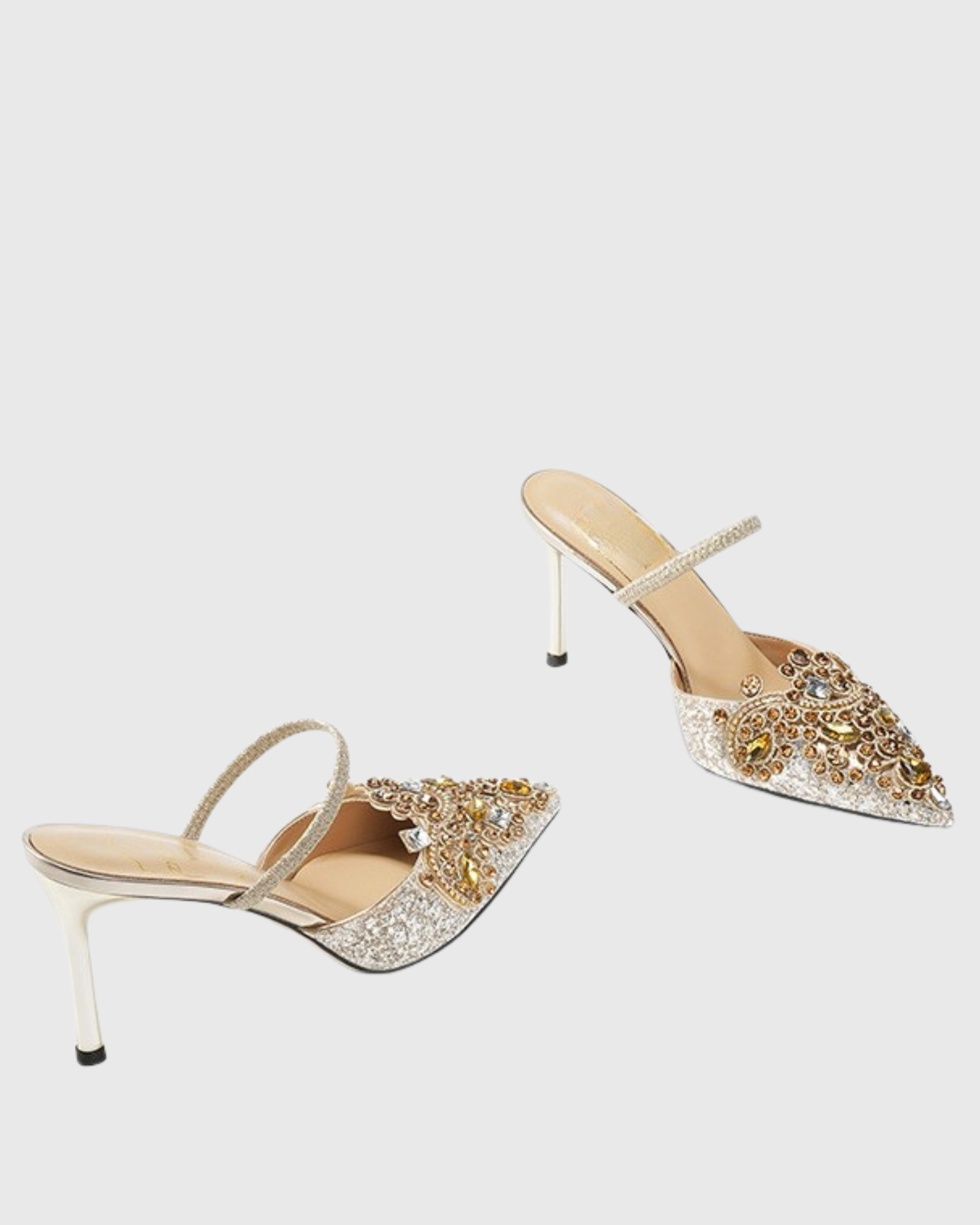 Sadb Rhinestone Glitter Mules In Champagne