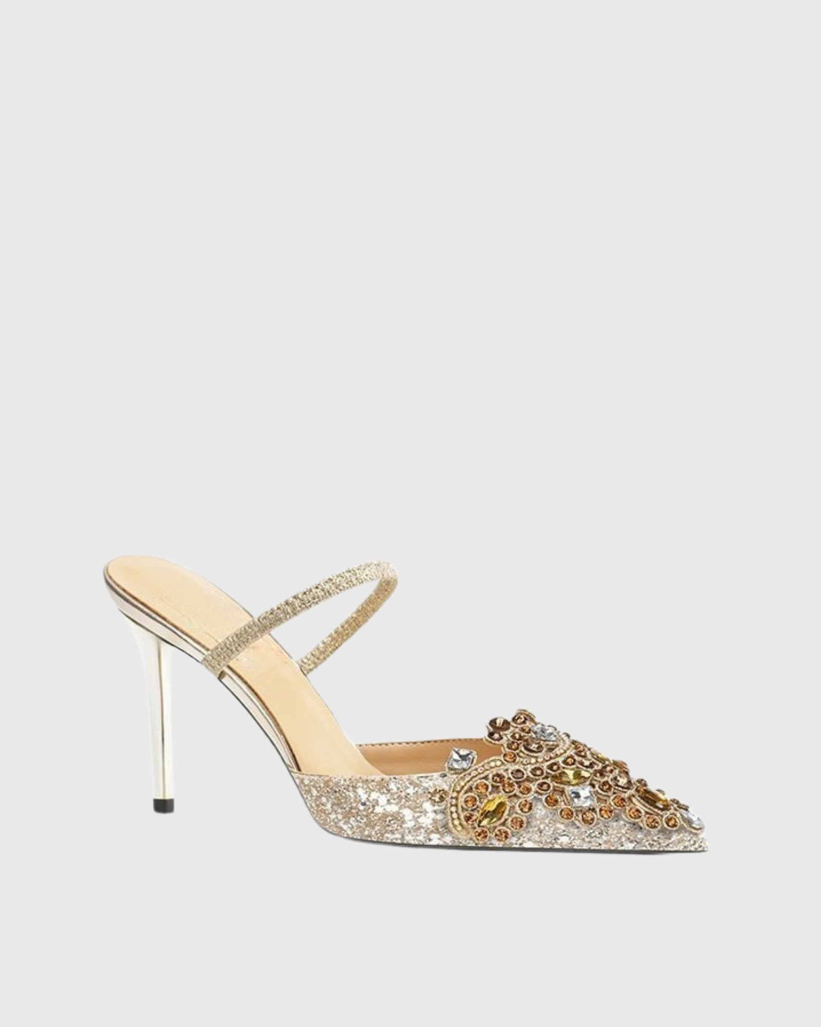 Sadb Rhinestone Glitter Mules In Champagne