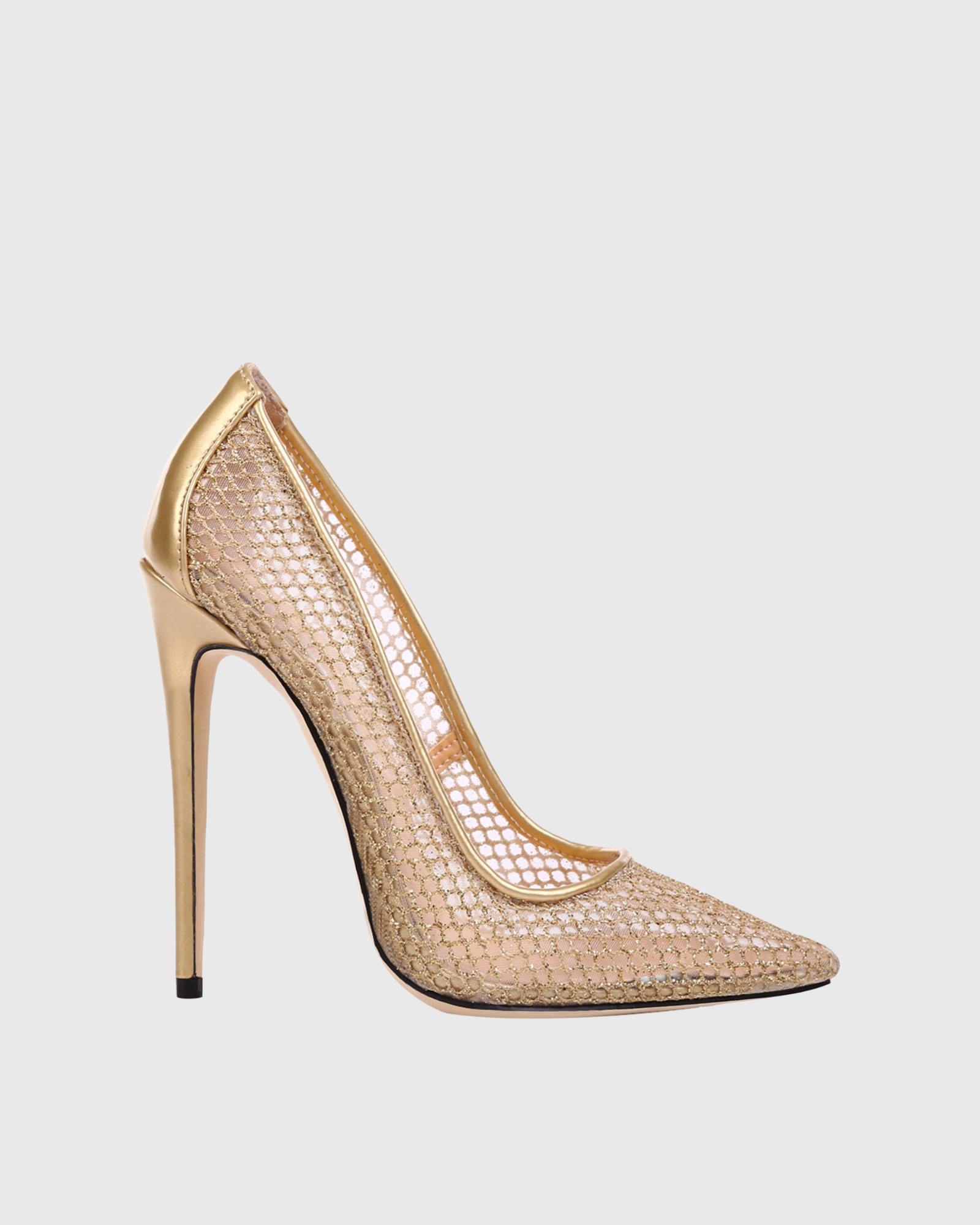 Sahar Sparkle Fishnet Pumps In Champagne