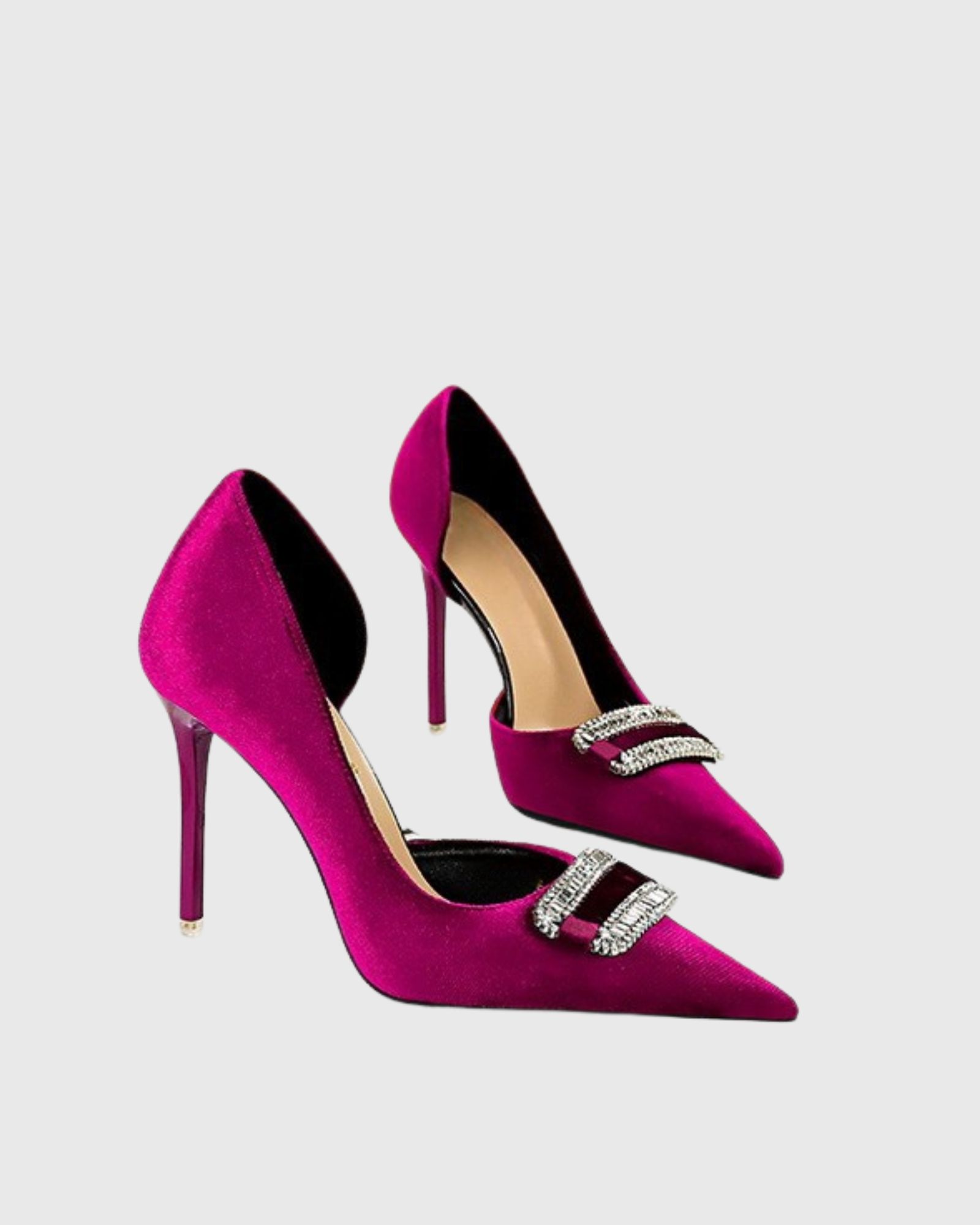 Saige Rhinestone Side Cut Pumps In Fuscia