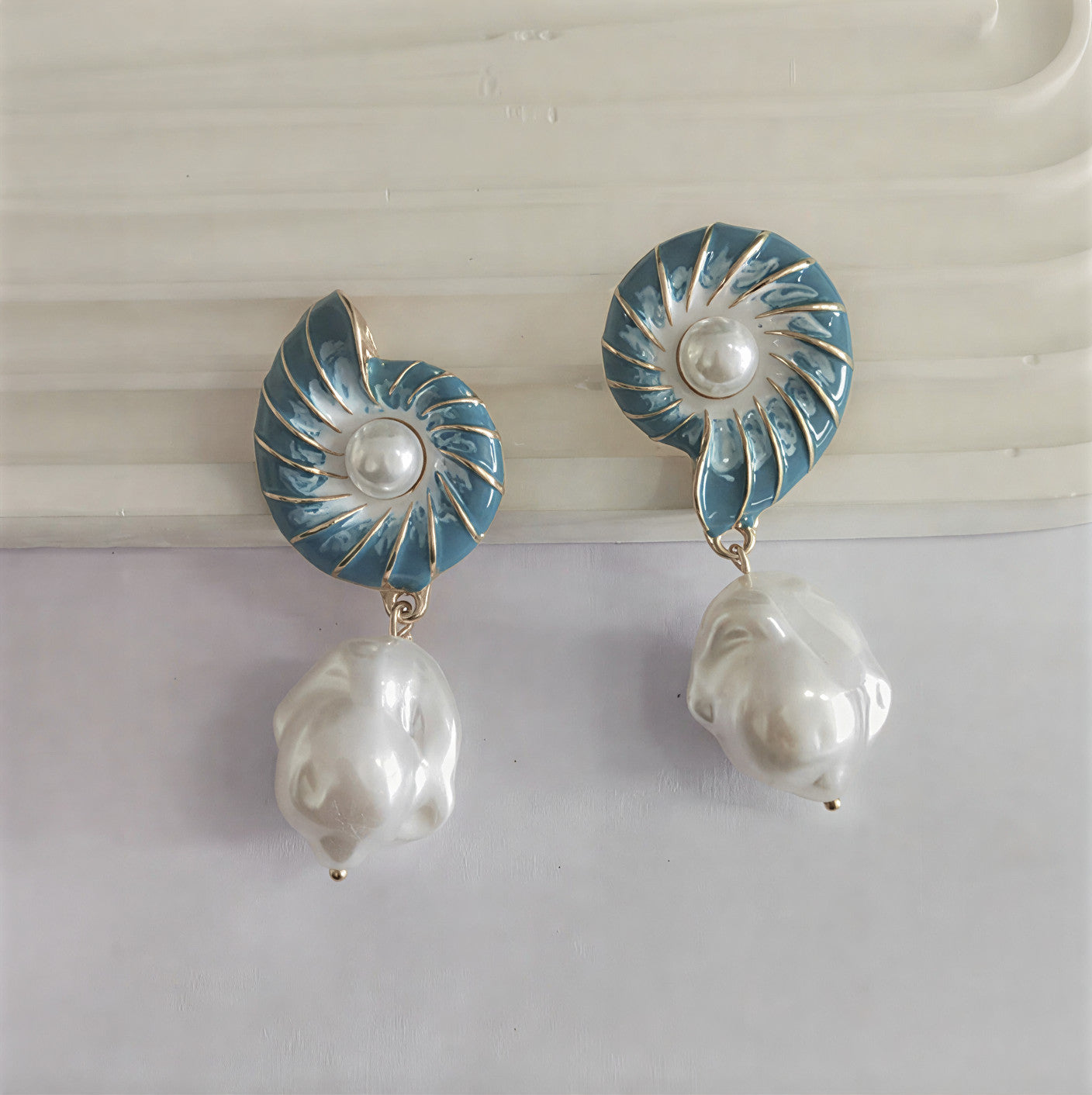 Seashell Pearl Earrings