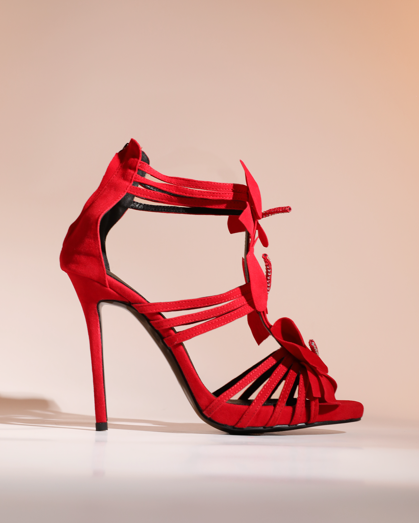 Seana 3D Flowers Sandals In Red