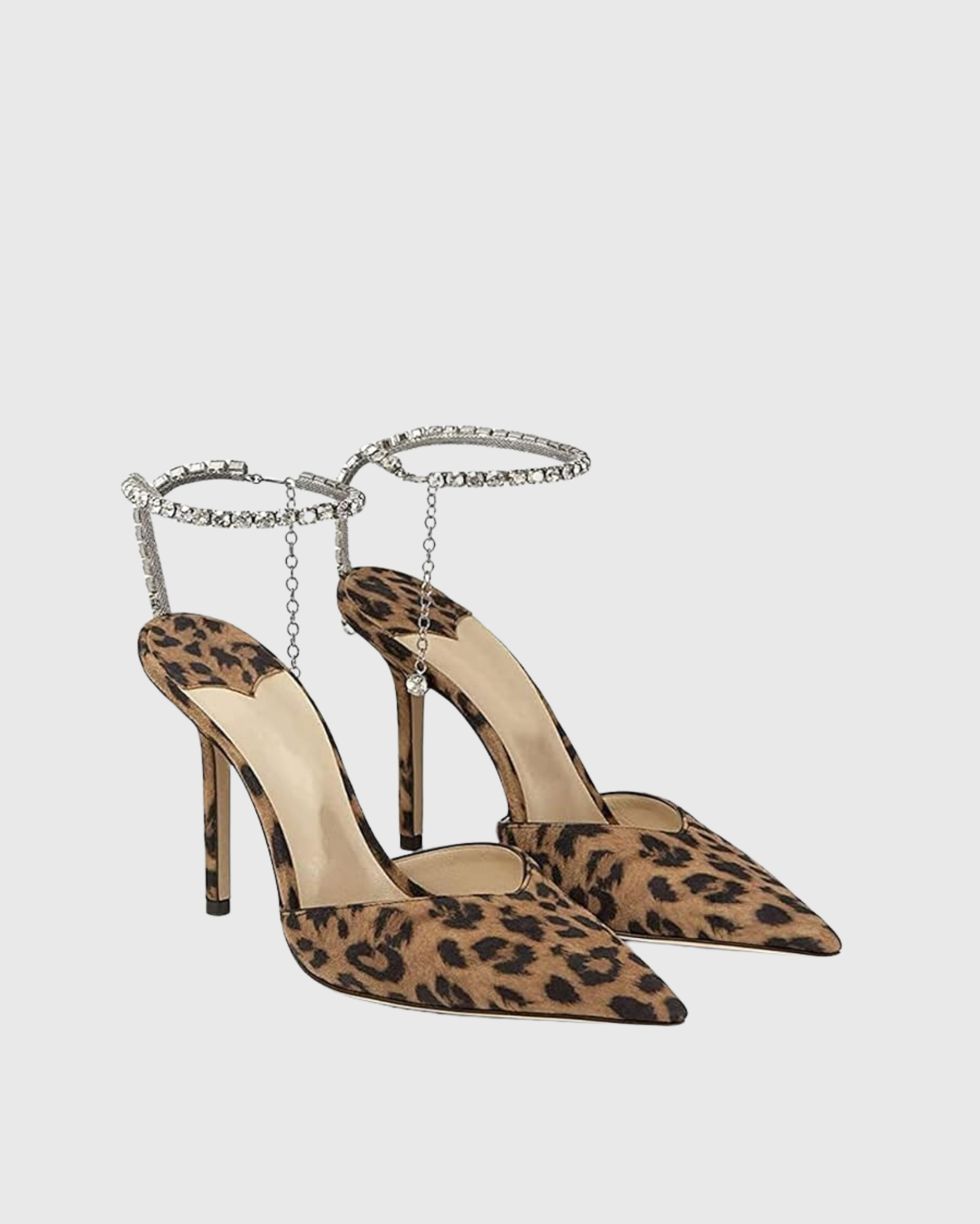 Silva Rhinestone Strap Pumps In Leopard