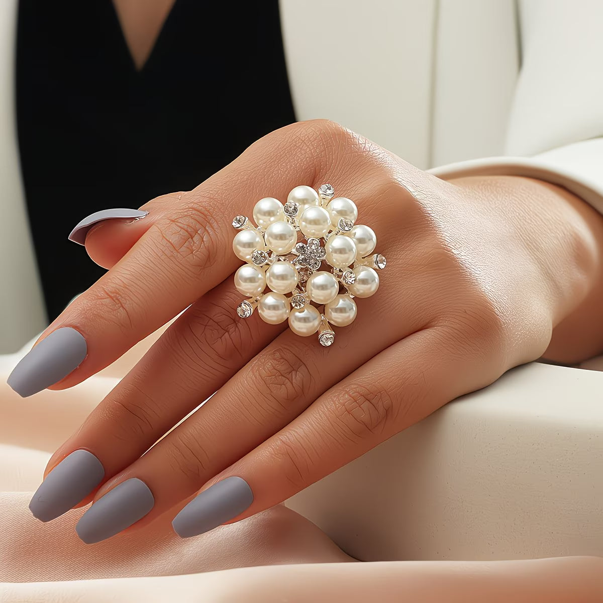 Pearl Bloom Adjustable Ring
