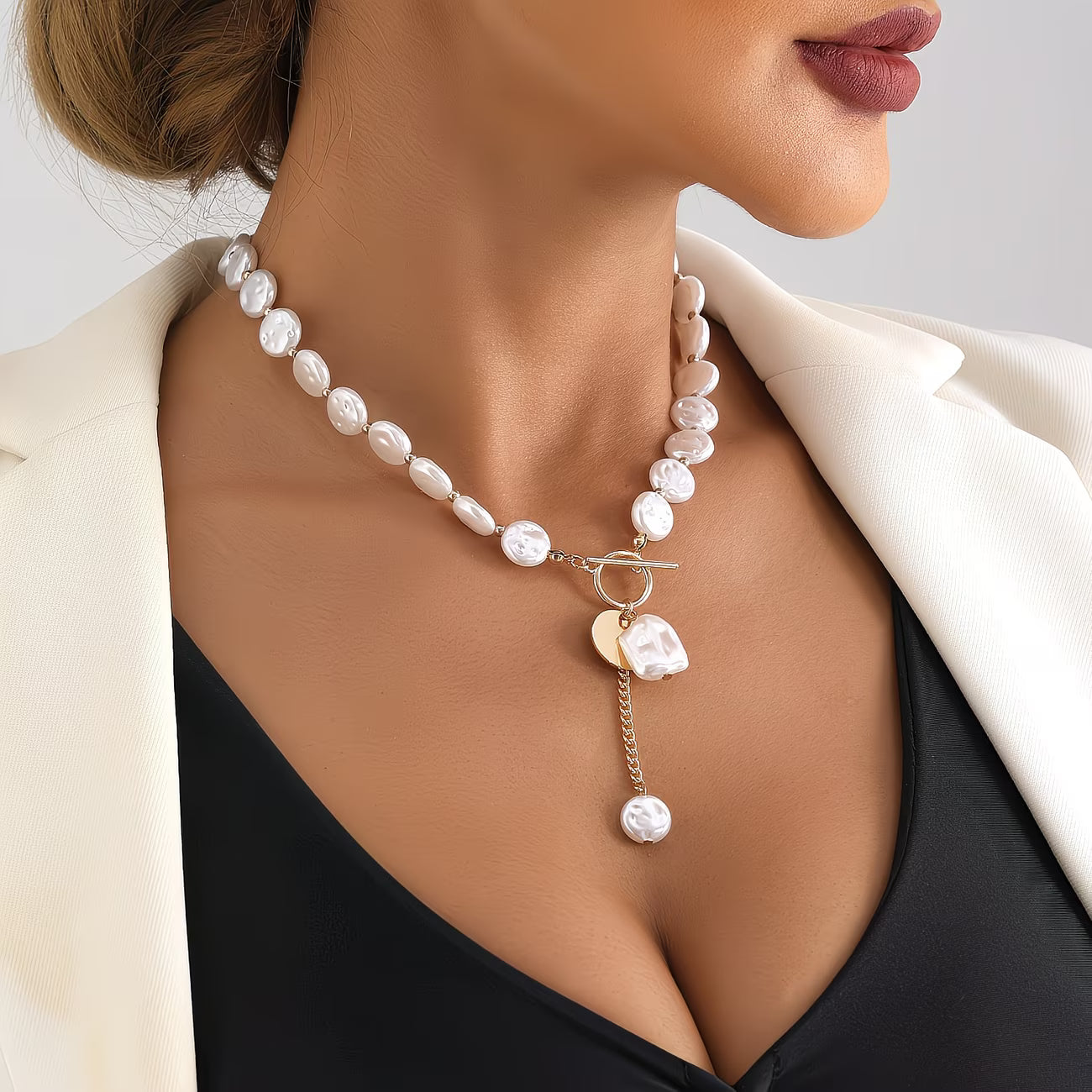 Baroque Pearl Toggle Necklace