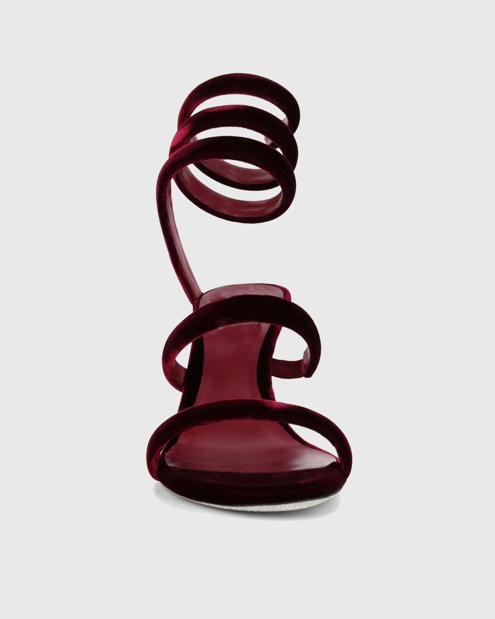 lisa Velvet Snake Sandals In Red